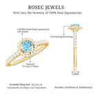 Certified Natural Aquamarine Engagement Ring with Diamond Halo AAA - Rosec Jewels