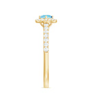 Certified Natural Aquamarine Engagement Ring with Diamond Halo AAA - Rosec Jewels