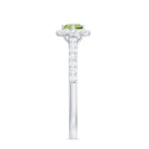 Genuine Half Carat Peridot Engagement Ring with Diamond Halo AAA - Rosec Jewels