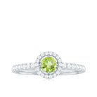 Genuine Half Carat Peridot Engagement Ring with Diamond Halo AAA - Rosec Jewels