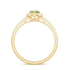 Genuine Half Carat Peridot Engagement Ring with Diamond Halo AAA - Rosec Jewels