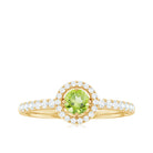Genuine Half Carat Peridot Engagement Ring with Diamond Halo AAA - Rosec Jewels
