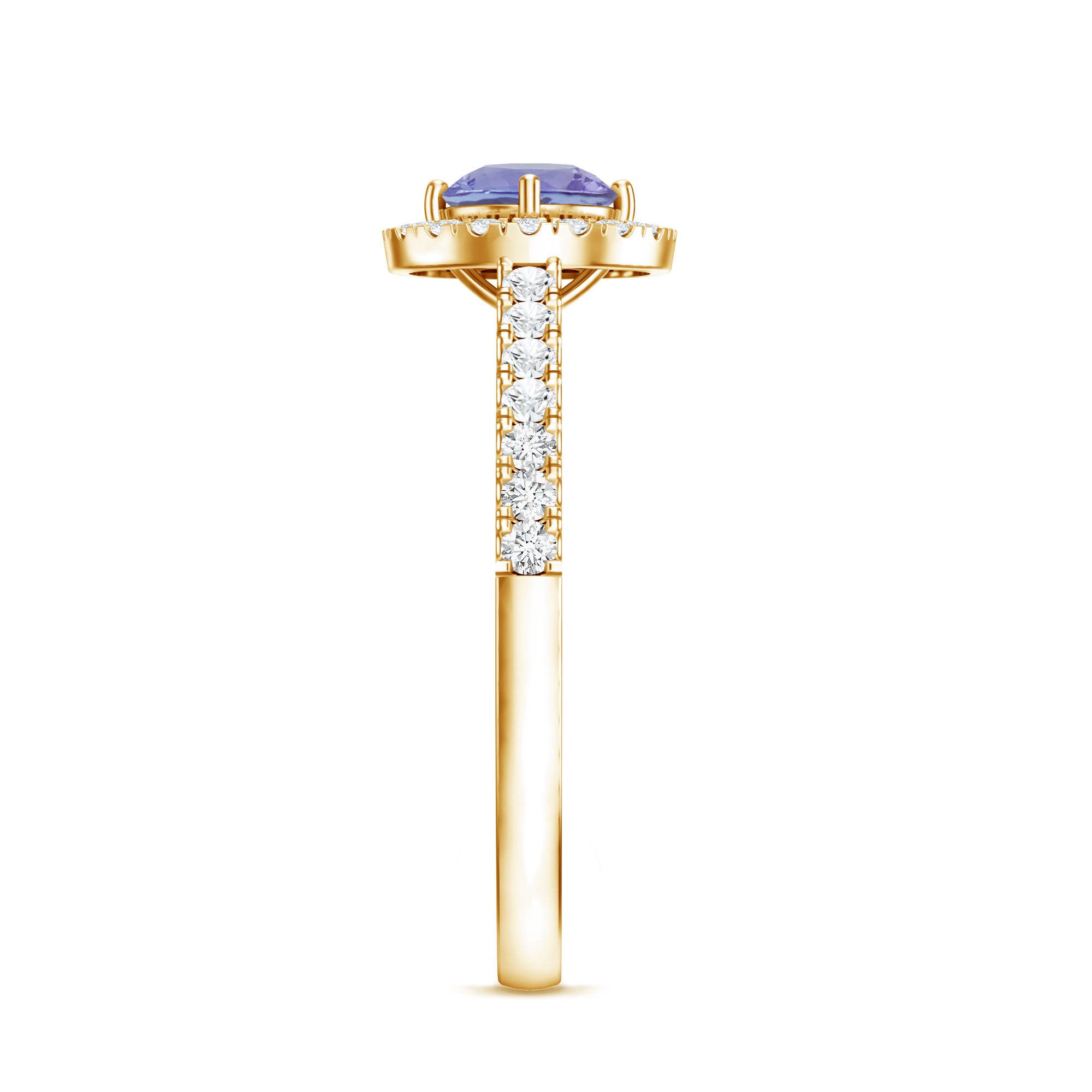 Natural Tanzanite and Diamond Promise Ring for Engagement AAA - Rosec Jewels