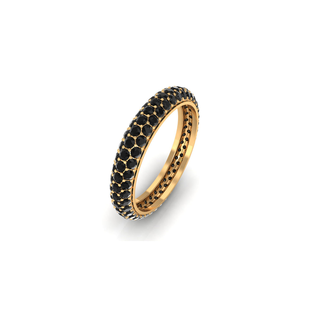 Thick Eternity Band with 2 CT Lab Created Black Diamond Lab Created Black Diamond - ( AAAA ) - Quality - Rosec Jewels