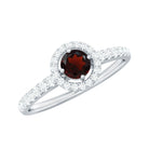 Rosec Jewels-Garnet Minimal Engagement Ring with Diamond Halo