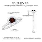Rosec Jewels-Garnet Minimal Engagement Ring with Diamond Halo