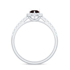 Rosec Jewels-Garnet Minimal Engagement Ring with Diamond Halo
