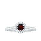Rosec Jewels-Garnet Minimal Engagement Ring with Diamond Halo