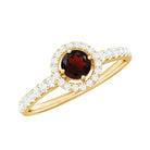 Rosec Jewels-Garnet Minimal Engagement Ring with Diamond Halo