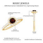 Rosec Jewels-Garnet Minimal Engagement Ring with Diamond Halo