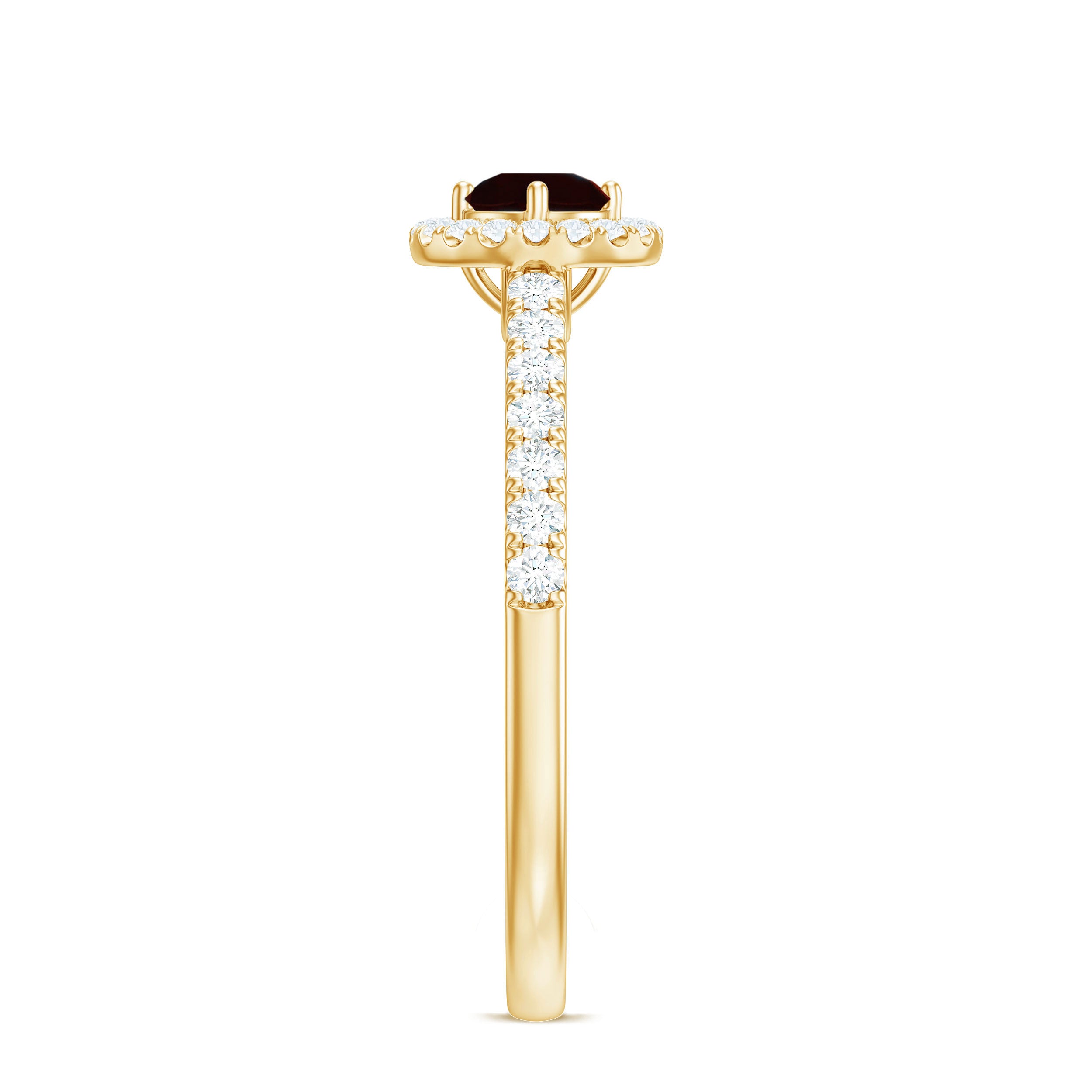 Rosec Jewels-Garnet Minimal Engagement Ring with Diamond Halo