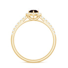 Rosec Jewels-Garnet Minimal Engagement Ring with Diamond Halo