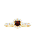 Rosec Jewels-Garnet Minimal Engagement Ring with Diamond Halo