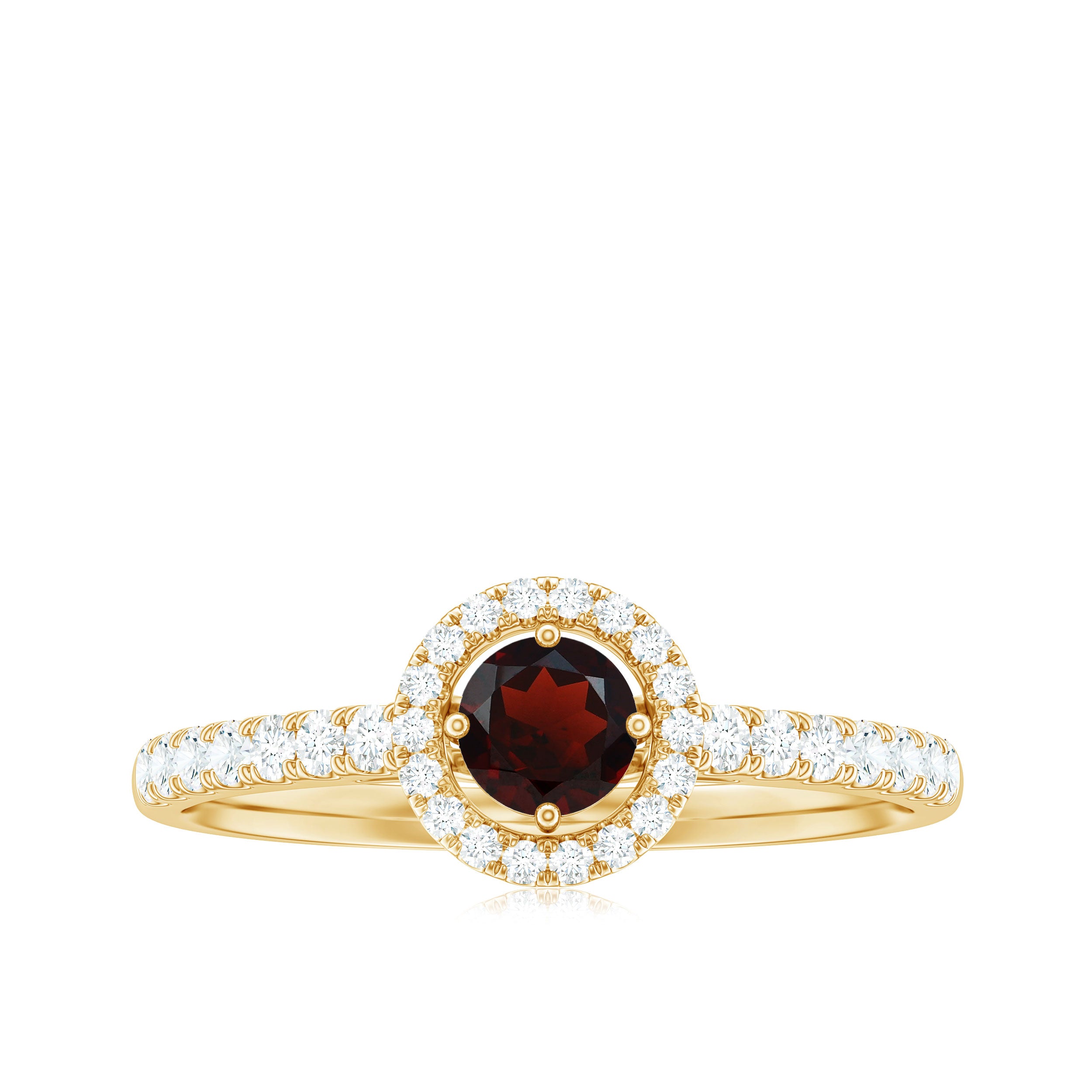 Rosec Jewels-Garnet Minimal Engagement Ring with Diamond Halo