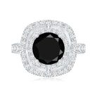 Certified 2 Carat Lab Grown Black Diamond Double Halo Engagement Ring with Moissanite AAAA ( Synthetic ) - Rosec Jewels