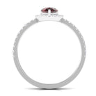 Genuine 5X7mm Garnet Pear Shaped Engagement Ring with Diamond Halo AAA - Rosec Jewels