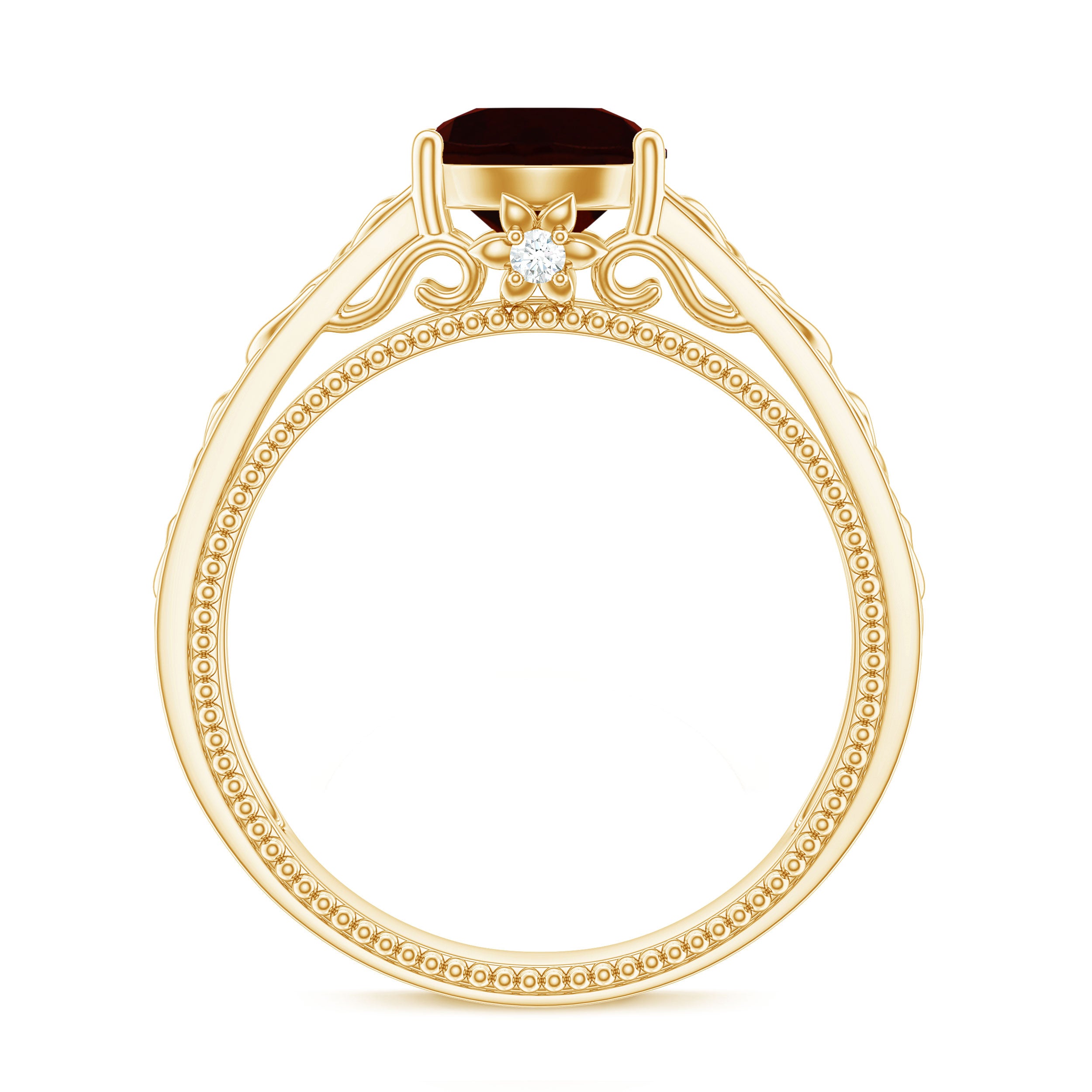Rosec Jewels-Vintage Style Garnet Diamond Engagement Ring with Celtic Knot