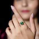 Certified 2.4 Carat Lab Grown Emerald Princess Cut Engagement Ring With Diamonds AAAA - Rosec Jewels