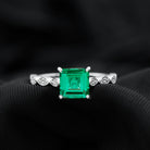 Certified 2.4 Carat Lab Grown Emerald Princess Cut Engagement Ring With Diamonds AAAA - Rosec Jewels