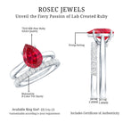 Rosec Jewels-Pear Shape Created Ruby Solitaire Wedding Ring Set with Moissanite