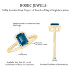 Rosec Jewels-Emerald Cut Blue Topaz Engagement Ring with Diamond Halo