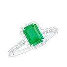 Rosec Jewels-Natural 1.2 Carat Emerald Engagement Ring with Diamond Halo