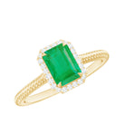 Rosec Jewels-Natural 1.2 Carat Emerald Engagement Ring with Diamond Halo