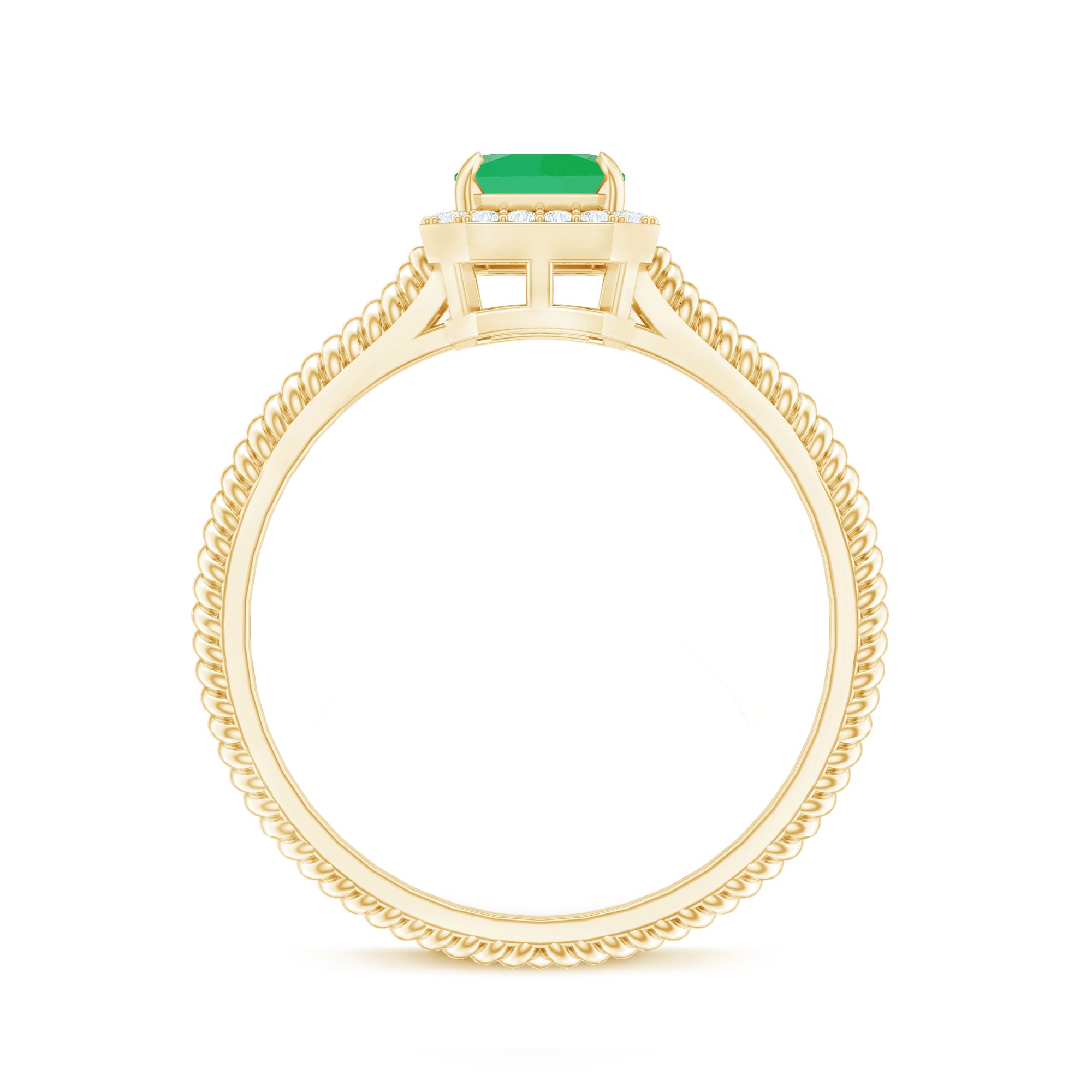 Rosec Jewels-Natural 1.2 Carat Emerald Engagement Ring with Diamond Halo