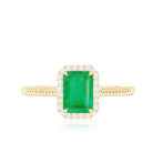 Rosec Jewels-Natural 1.2 Carat Emerald Engagement Ring with Diamond Halo