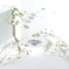 1 Carat Pear Cut Aquamarine Engagement Ring with Diamond Halo AAA - Rosec Jewels
