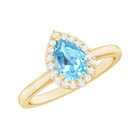1 Carat Pear Cut Aquamarine Engagement Ring with Diamond Halo AAA - Rosec Jewels