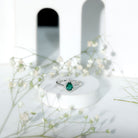 Rosec Jewels-Real Emerald Teardrop Engagement Ring with Diamond Halo