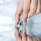 Rosec Jewels-Real Emerald Teardrop Engagement Ring with Diamond Halo
