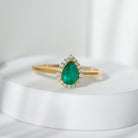 1 CT Emerald Teardrop Engagement Ring with Diamond Halo Emerald - ( AAA ) - Quality - Rosec Jewels