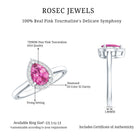 1.6 Carat Pear Shape Pink Tourmaline Ring with Diamond Halo AAA - Rosec Jewels