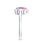 1.6 Carat Pear Shape Pink Tourmaline Ring with Diamond Halo AAA - Rosec Jewels