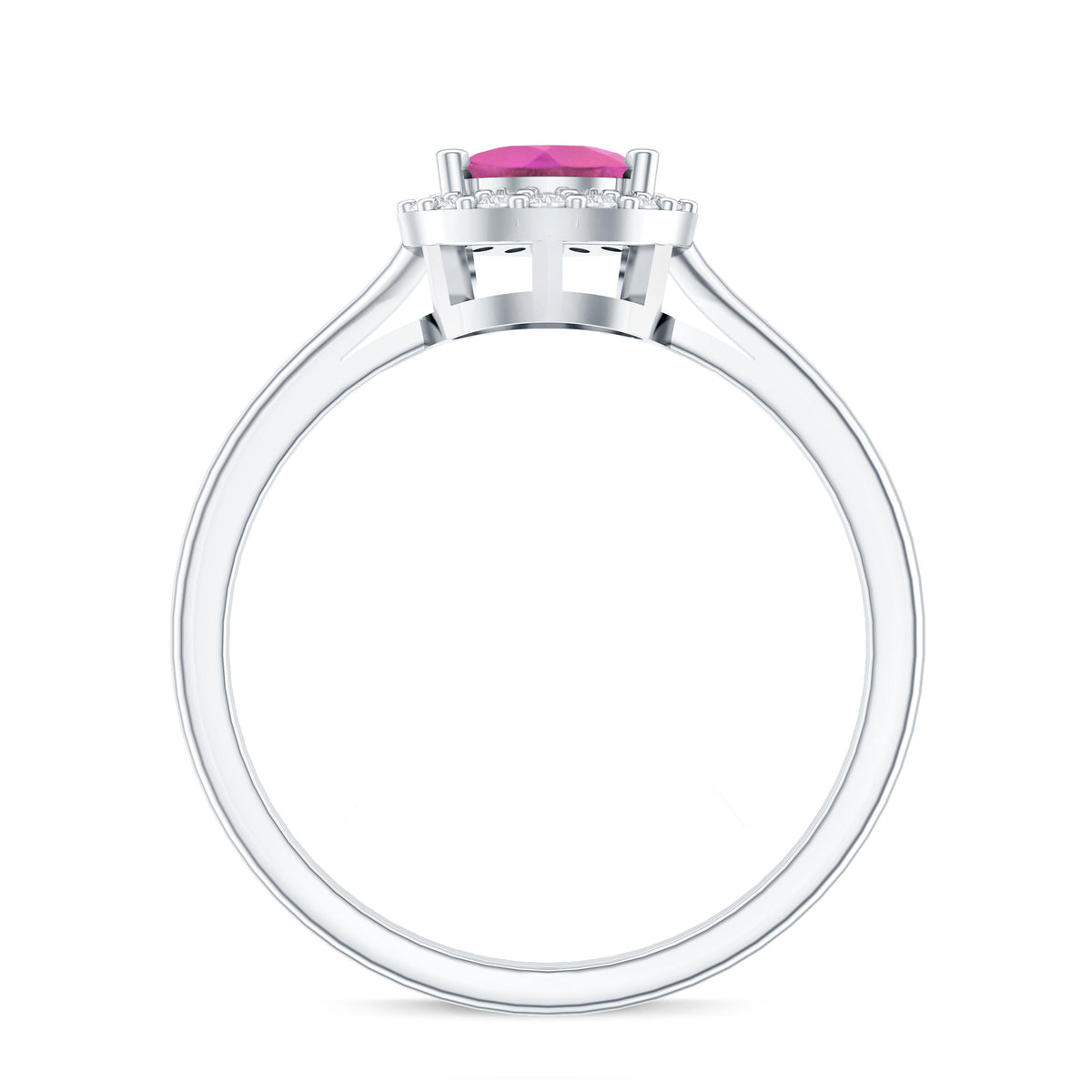 1.6 Carat Pear Shape Pink Tourmaline Ring with Diamond Halo AAA - Rosec Jewels
