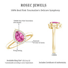 1.6 Carat Pear Shape Pink Tourmaline Ring with Diamond Halo AAA - Rosec Jewels