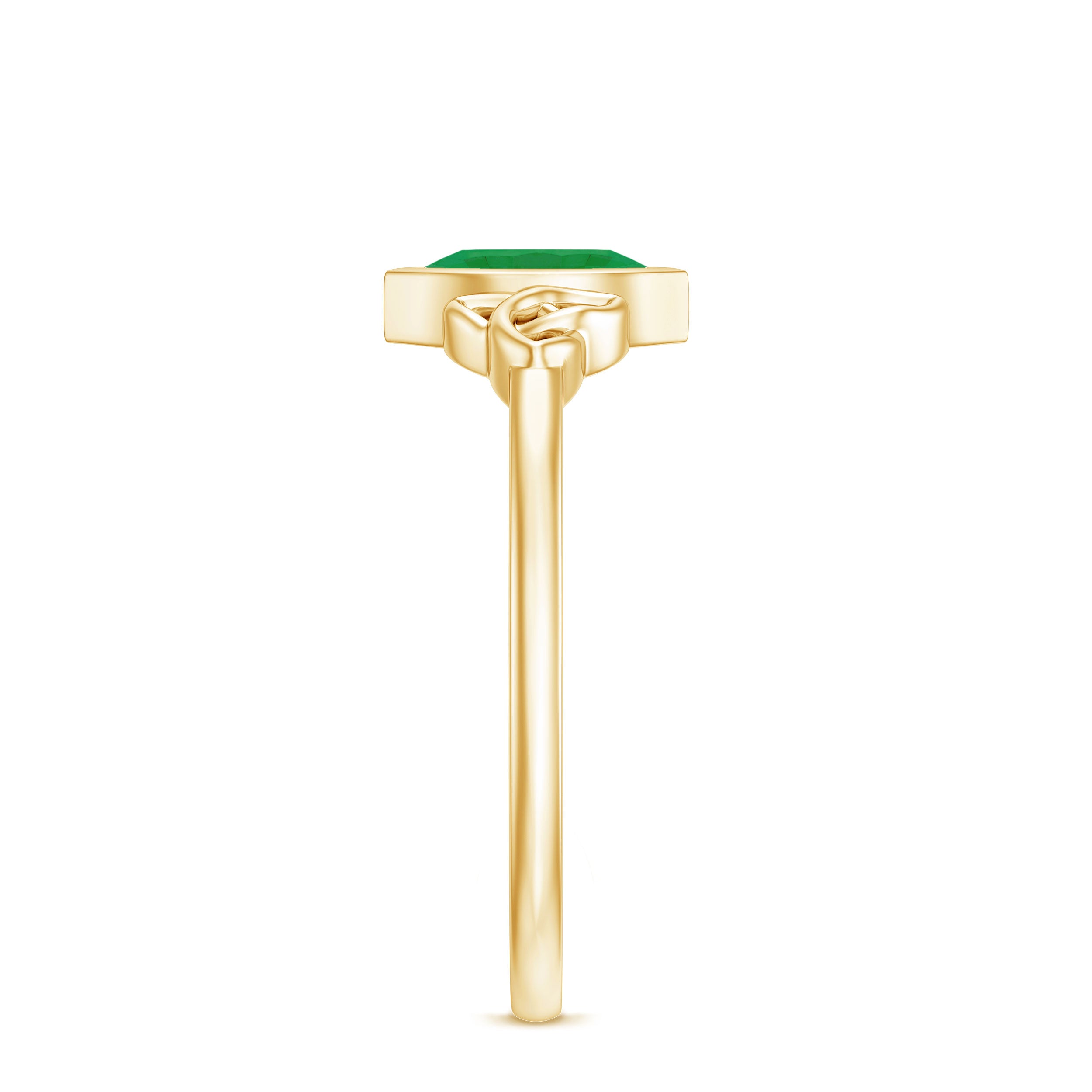 Marquise Cut Natural Emerald Celtic Engagement Ring in Bezel Setting AAA - Rosec Jewels