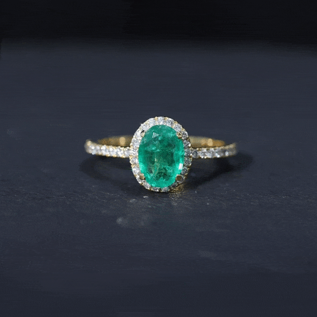 1.75 CT Oval shape Emerald Cocktail Engagement Ring with Diamond Accent Emerald - ( AAA ) - Quality - Rosec Jewels