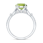 Peridot Solitaire Engagement Ring with Moissanite in Split Shank AAA - Rosec Jewels