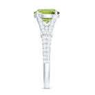 Peridot Solitaire Engagement Ring with Moissanite in Split Shank AAA - Rosec Jewels