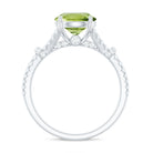 Peridot Solitaire Engagement Ring with Moissanite in Split Shank AAA - Rosec Jewels