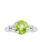 Peridot Solitaire Engagement Ring with Moissanite in Split Shank AAA - Rosec Jewels