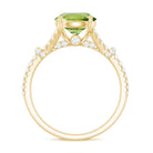 Peridot Solitaire Engagement Ring with Moissanite in Split Shank AAA - Rosec Jewels