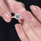 Rosec Jewels-Genuine Blue Aquamarine Ring with Diamond Accent