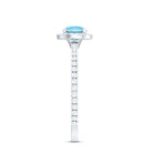 Rosec Jewels-Genuine Blue Aquamarine Ring with Diamond Accent