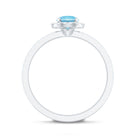 Rosec Jewels-Genuine Blue Aquamarine Ring with Diamond Accent