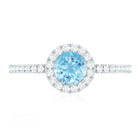 Rosec Jewels-Genuine Blue Aquamarine Ring with Diamond Accent