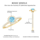 Rosec Jewels-Genuine Blue Aquamarine Ring with Diamond Accent